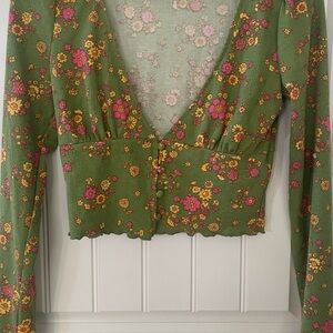 Urban outfitters Women’s Crop Top Y2K M floral Babydoll Barbiecore